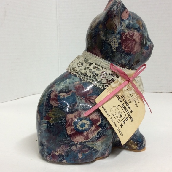 VTG Kozy Kritters by Num’s Decoupage Floral kitten - Picture 5 of 15